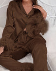 Heavenly Feathered Silk Pajamas in color options