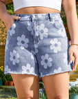 Shiloh Plus Size Floral Pattern Denim Shorts
