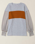 Stripe Colorblock Bishop Sleeve Top