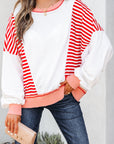Stripe Colorblock Patchwork Contrast Stitch Sweatshirt
