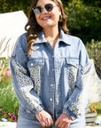 Miriam Plus Size Leopard Patchwork Denim Jacket