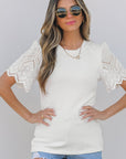 Kora Eyelet Pattern Short Sleeve Top