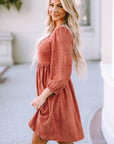 Kaylee Suede Square Neck Puff Sleeve Dress