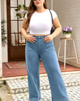 Plus Size Denim Textured Patch Pocket Jeans