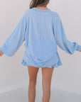 Corded Top and Ruffle Mini Skirt Set