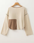 Colorblock Waffle Knit Long Sleeve Top