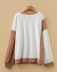 Plus Size Colorblock Cable Textured Top