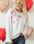 Valentine Bow Sequin Long Sleeve Oversize Sweatshirt