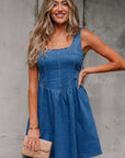 Emily Square Neck Bowknot A-line Denim Dress