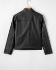 Olive Faux Leather Buttoned Front Boxy Jacket