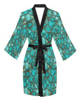 All Turquoise Women's Lounge Kimono Robe