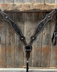 Dark Oil Floral Tooled with Copper Dots Tack Sets