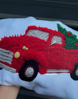 Red Christmas truck faux yarn tee or sweatshirt