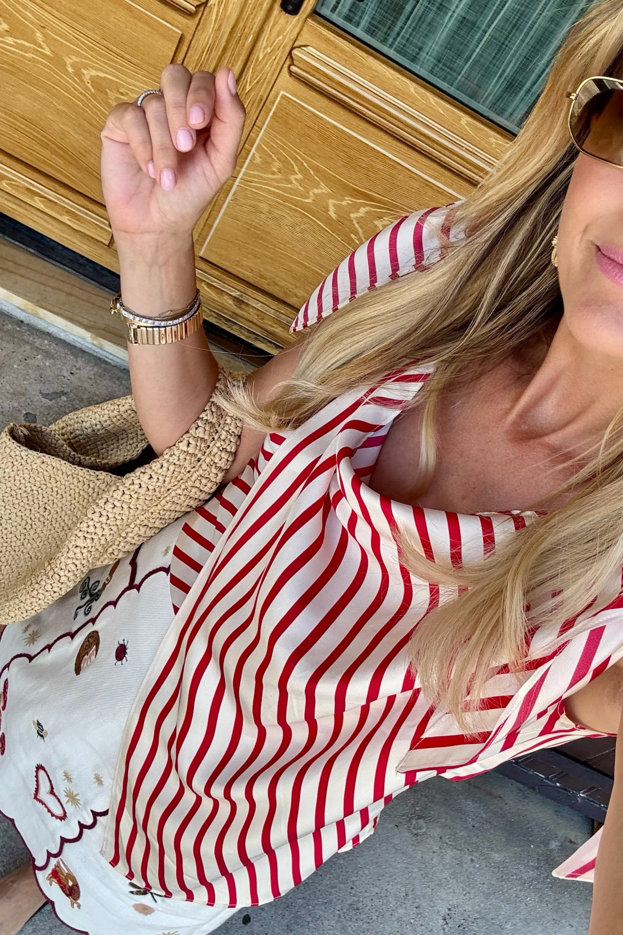 MASON'S DAUGHTER | Lily Scarf Top, Red & White Silk Twill