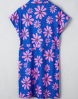 Floral Quarter Zip Summer Mini Dress