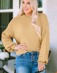 Jayla Hollowed Bubble Sleeve Knit Sweater