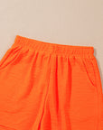Textured V Neck T Shirt and Shorts Set