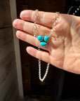 3-Stone Small Cluster Necklace – Kingman Turquoise – 17.5"