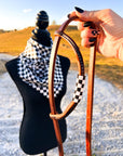 Checks Out *Mini* Beaded Headstall (Black/White )