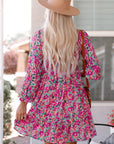 Mikaela Smocked V Neck Puffy Sleeve Floral Dress