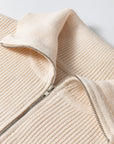 Everly Stripe Ribbed Half Zip Collared Sweater Vest