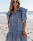 Emory Ruffled Collared Side Pockets Dress