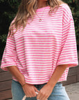 Stripe Bow Back Cutout Tee