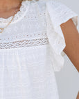 Alondra Lace Flutter Sleeve Eyelets Blouse