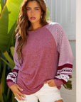 Kelsey Striped Raglan Long Sleeve Loose Top