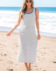 Hana Stripe Criss Cross Slim Fit Midi Dress