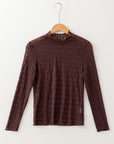 Ruth Sheer Mesh Patterned Lettuce Trim Top