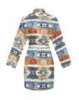 Aztec Women's Long Sleeve Belted Satin Feel Dressing Lounge Robe