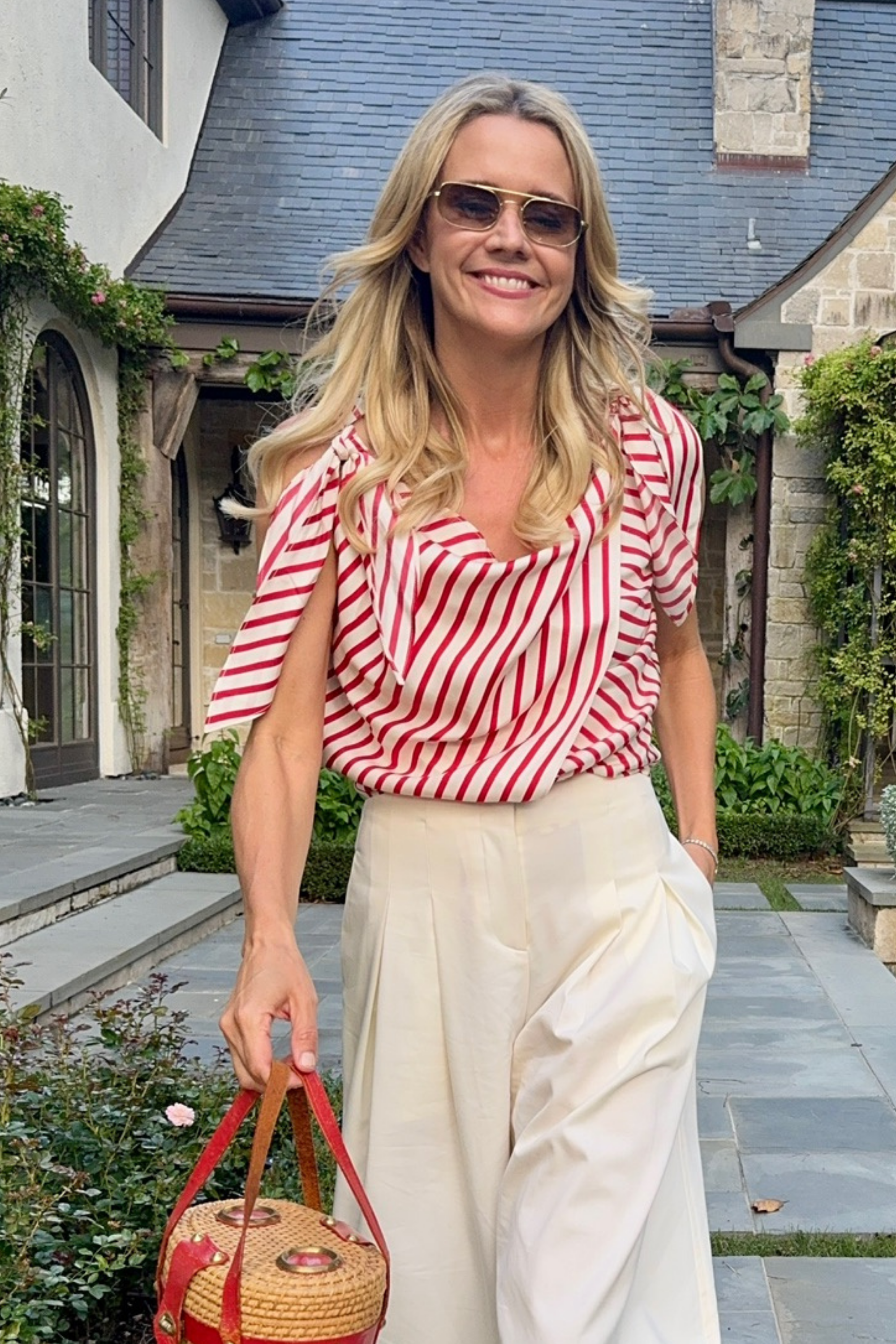 MASON'S DAUGHTER | Lily Scarf Top, Red & White Silk Twill