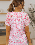 Ellie Flutter Sleeve V Neck Floral Blouse