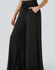 Freya Ruffled Wide Leg Pants with Pockets
