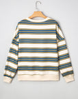 Stripe Crewneck Drop Shoulder Sweatshirt