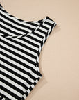 Stripe Sleeveless Tiered Mini Dress