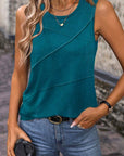Solid Crisscross Stitching Tank Top