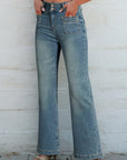 Amyra Double Button Patch Pocket Flare Leg Jeans