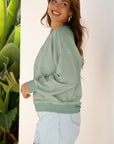 Floral Patch Raw Edge Drop Shoulder Top