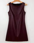 Vegan Leather Sleeveless Mini Dress