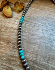 Sterling Silver Pearl & Blue Turquoise Necklace – 19"