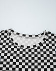 Checker Ribbed Knit Crewneck T-Shirt