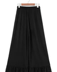 Solid Ruffle Wide Leg High Waist Pants