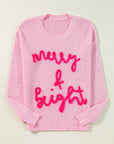 Christmas Merry & Bright Waffle Knit Sweater