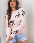 Pink Bow Knitted Loose Fit Sweater