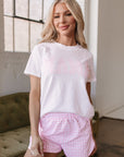 MAMA Printed Tee and Plaid Shorts Lounge Set