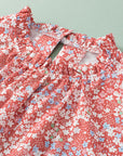 Jamie Plus Size Floral Print Ruffled Sleeve Frilled Neck Blouse