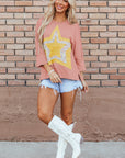 Naomi Floral Starbust Exposed Seam Mineral Wash Top