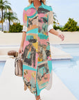 Baha Ranch Retro Pop Western Button Up Shirt Dress Duster